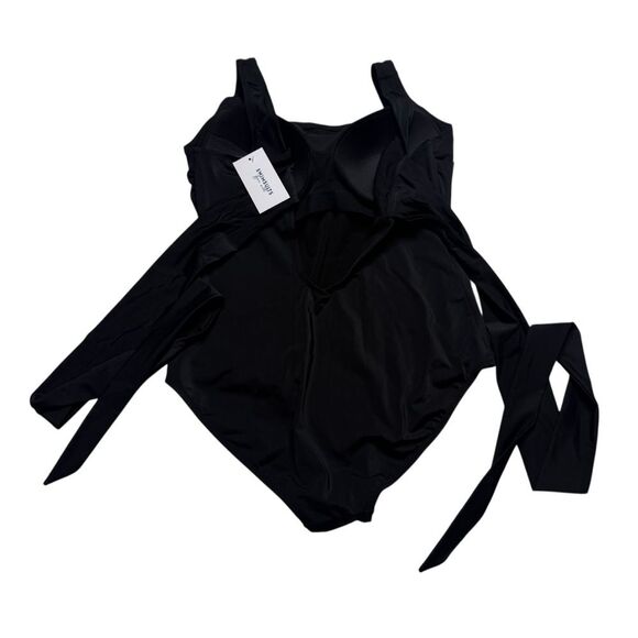 Swimsuits For All Black Hi-Cut One Piece Swimsuit with Flirty Back Tie Sz 20 NWT - Picture 2 of 10